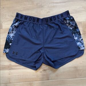 Under Armour Navy Athletic Shorts with Patterned Side Panels